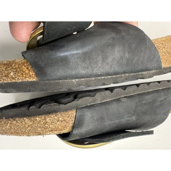 Birkenstock Madrid Big Buckle Black Leather Slide Sandals Size 41 - Picture 10 of 11